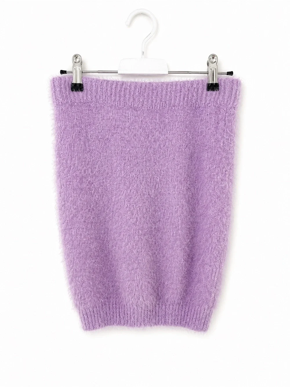 Lavender Fuzzy Knit Pencil Skirt - Women's
